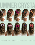 Summer Crystal Sparkling Sequins 3D Bow Hair Clip For Girls