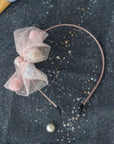 Summer Crystal Mesh Tulle Pompons Bow Headband 5.5x5.5 Inch