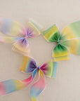Summer Crystal Organza Large Bow Hair Clip - Long Ribbons