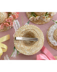 Summer Crystal Natural Straw Hat Hair Clip For Girls