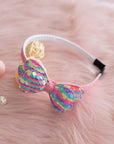 Summer Crystal 3D Sequins Bow Headband 5.5x5.5 Inch