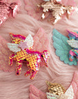 Summer Crystal Glitter Wings Sequins Unicorn Alligator Hair Clip 4x4 Inch