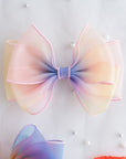 Summer Crystal Organza Large Bow Hair Clip - For Girls and Women