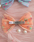 Summer Crystal Stars Tulle Large Bow Alligator Hair Clip 3 x 4.75 Inch