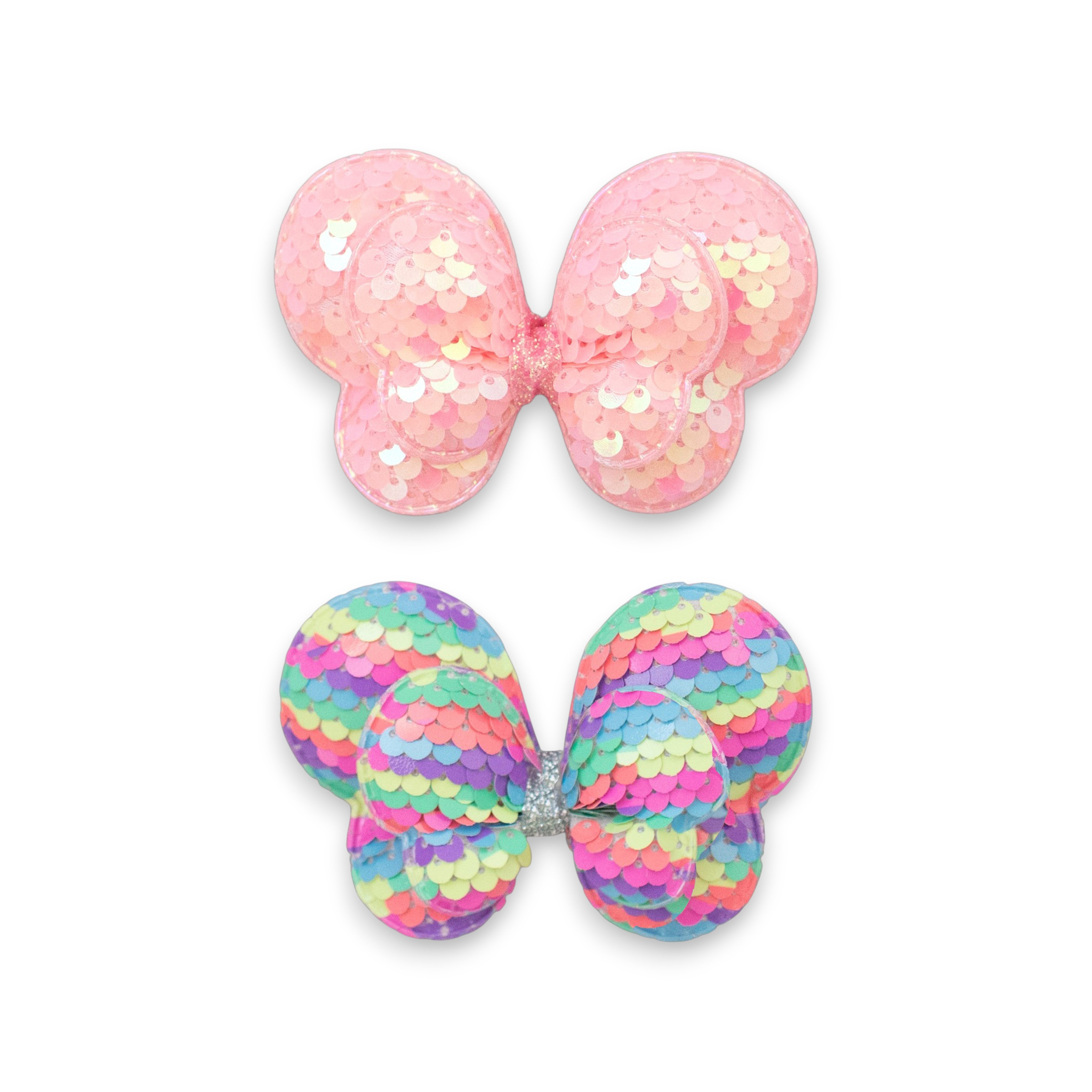 Girls' Sparkly Glitter Sequin Stuffed Butterfly Bow Hair Clip