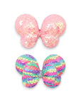 Girls' Sparkly Glitter Sequin Stuffed Butterfly Bow Hair Clip