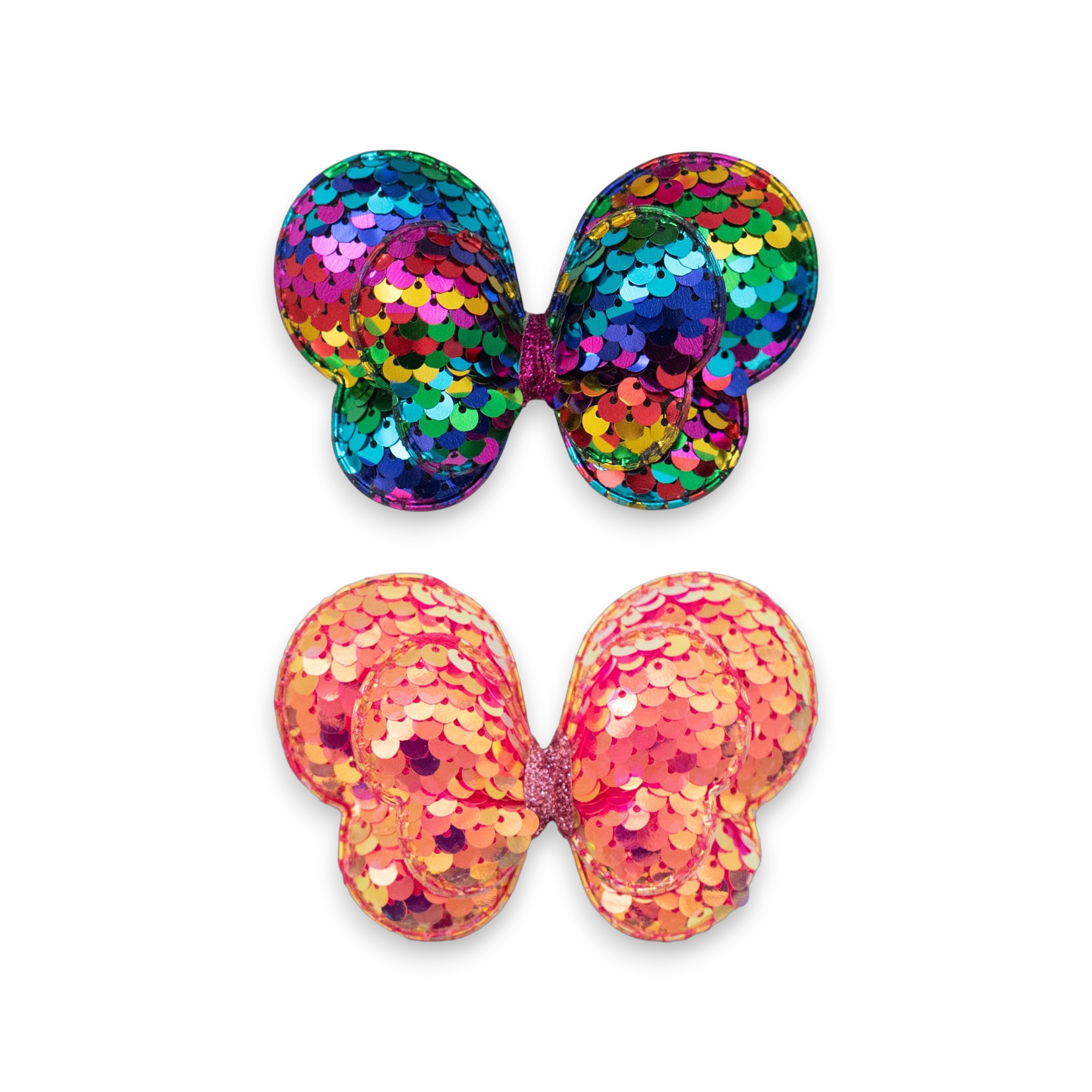 Girls' Sparkly Glitter Sequin Stuffed Butterfly Bow Hair Clip