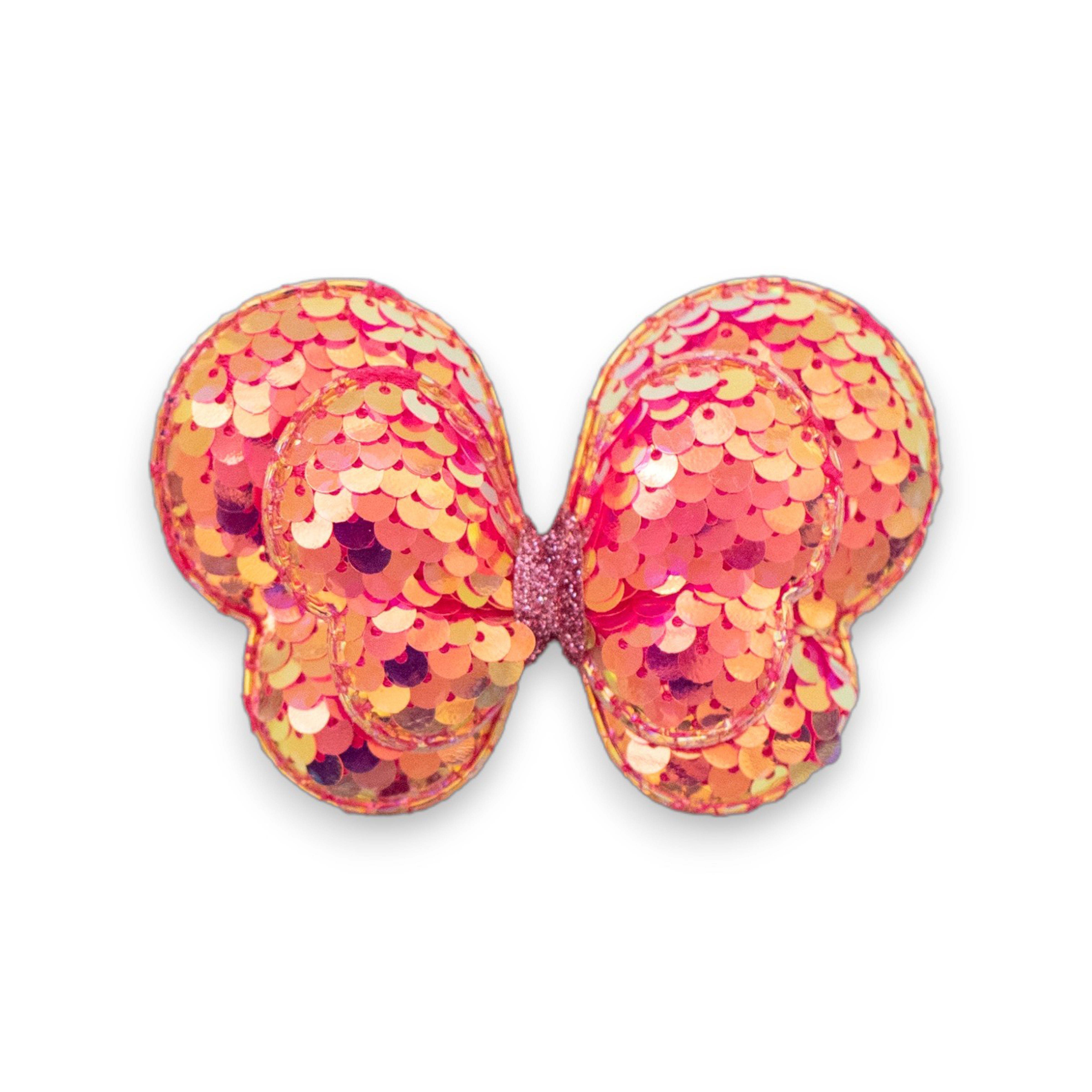 Summer Crystal - Sequin Glitter Stuffed Butterfly Bow Hair Clip - 1 Pack