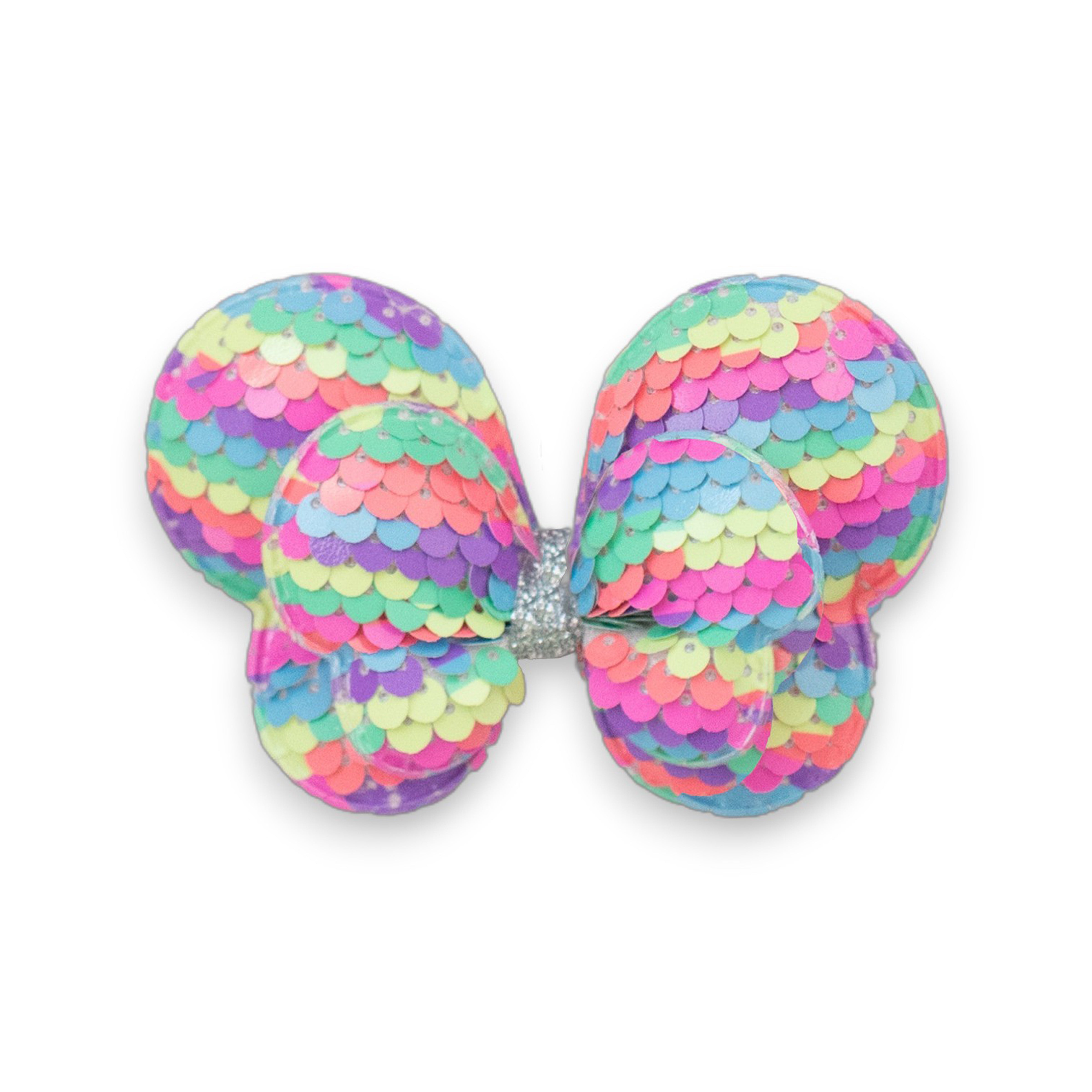 Summer Crystal - Sequin Glitter Stuffed Butterfly Bow Hair Clip - 1 Pack