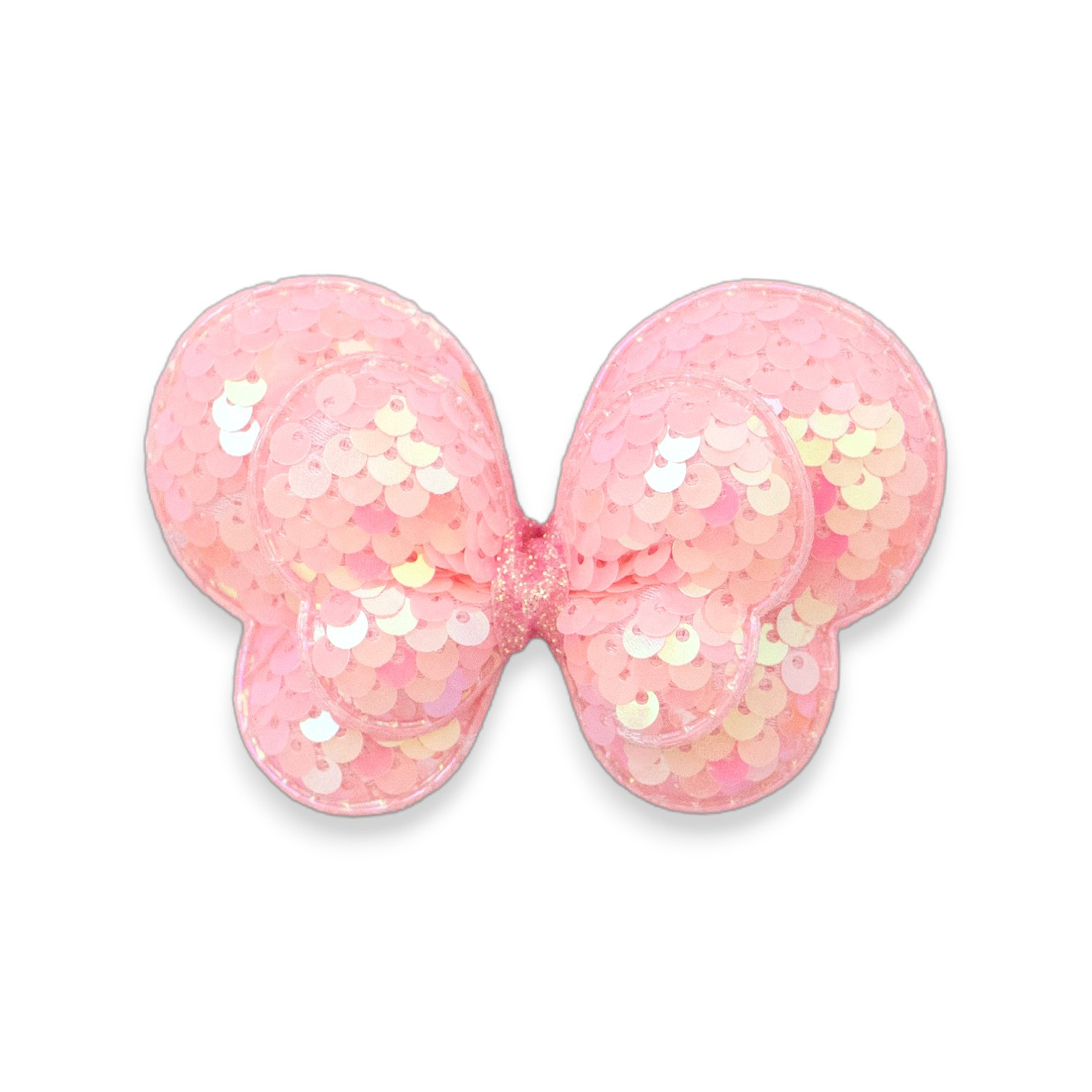 Summer Crystal - Sequin Glitter Stuffed Butterfly Bow Hair Clip - 1 Pack