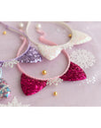 Summer Crystal Sparkling Sequins Cat Ears Headband with Pearl Earring Pendants