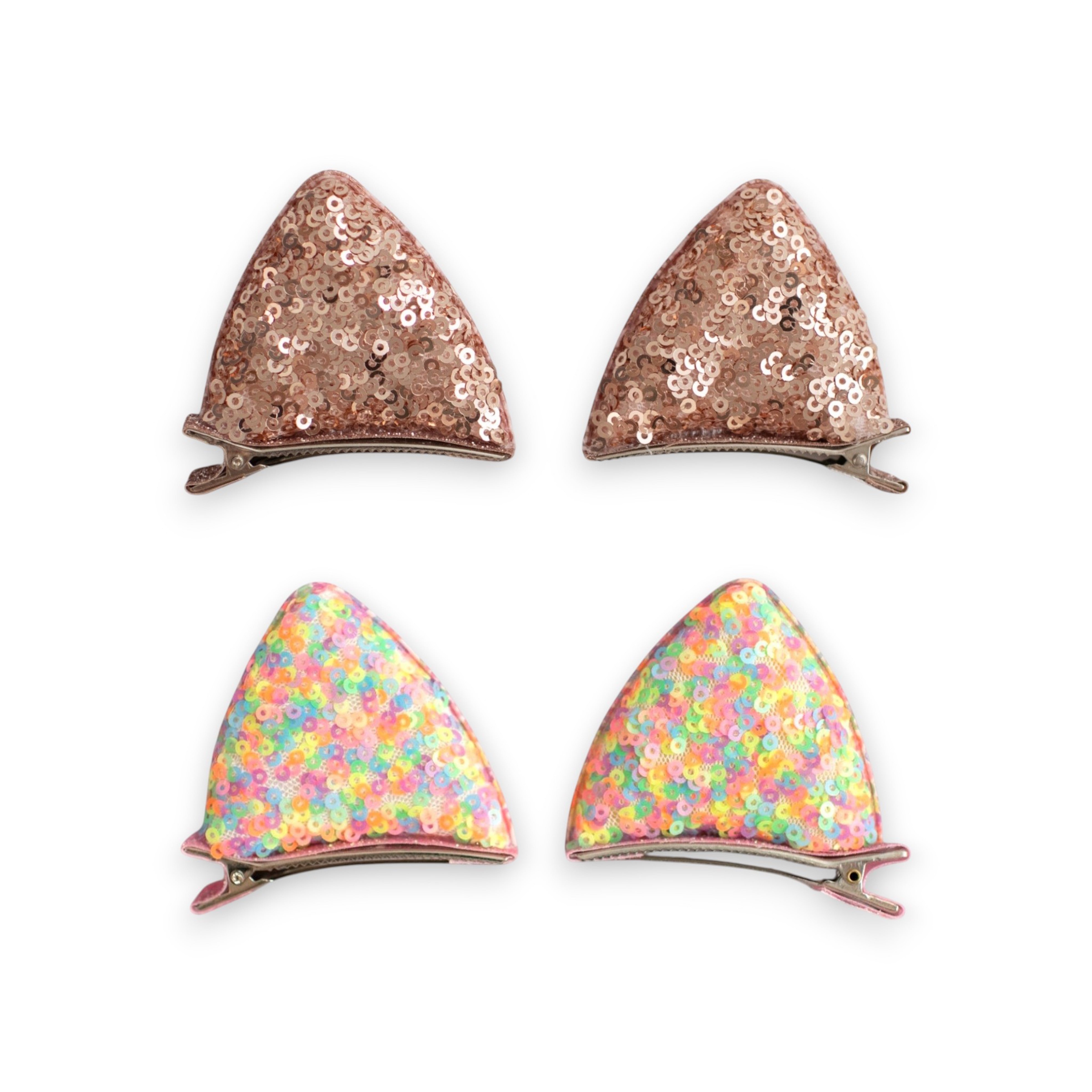 Girls' 2 Pairs Sparkly Glitter Sequin Cat Ears Hair Clips