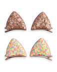 Girls' 2 Pairs Sparkly Glitter Sequin Cat Ears Hair Clips