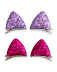 Girls' 2 Pairs Sparkly Glitter Sequin Cat Ears Hair Clips
