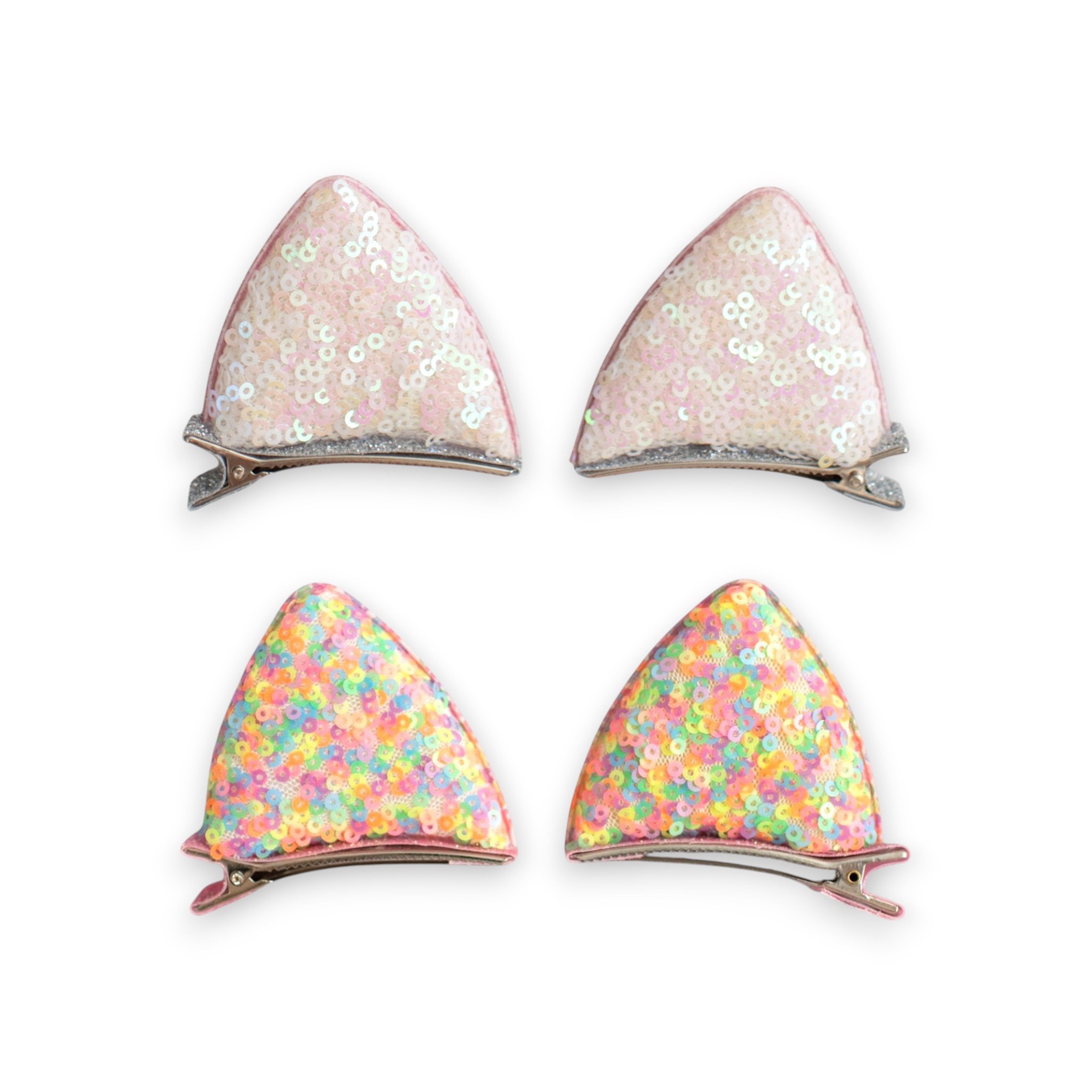 Girls' 2 Pairs Sparkly Glitter Sequin Cat Ears Hair Clips