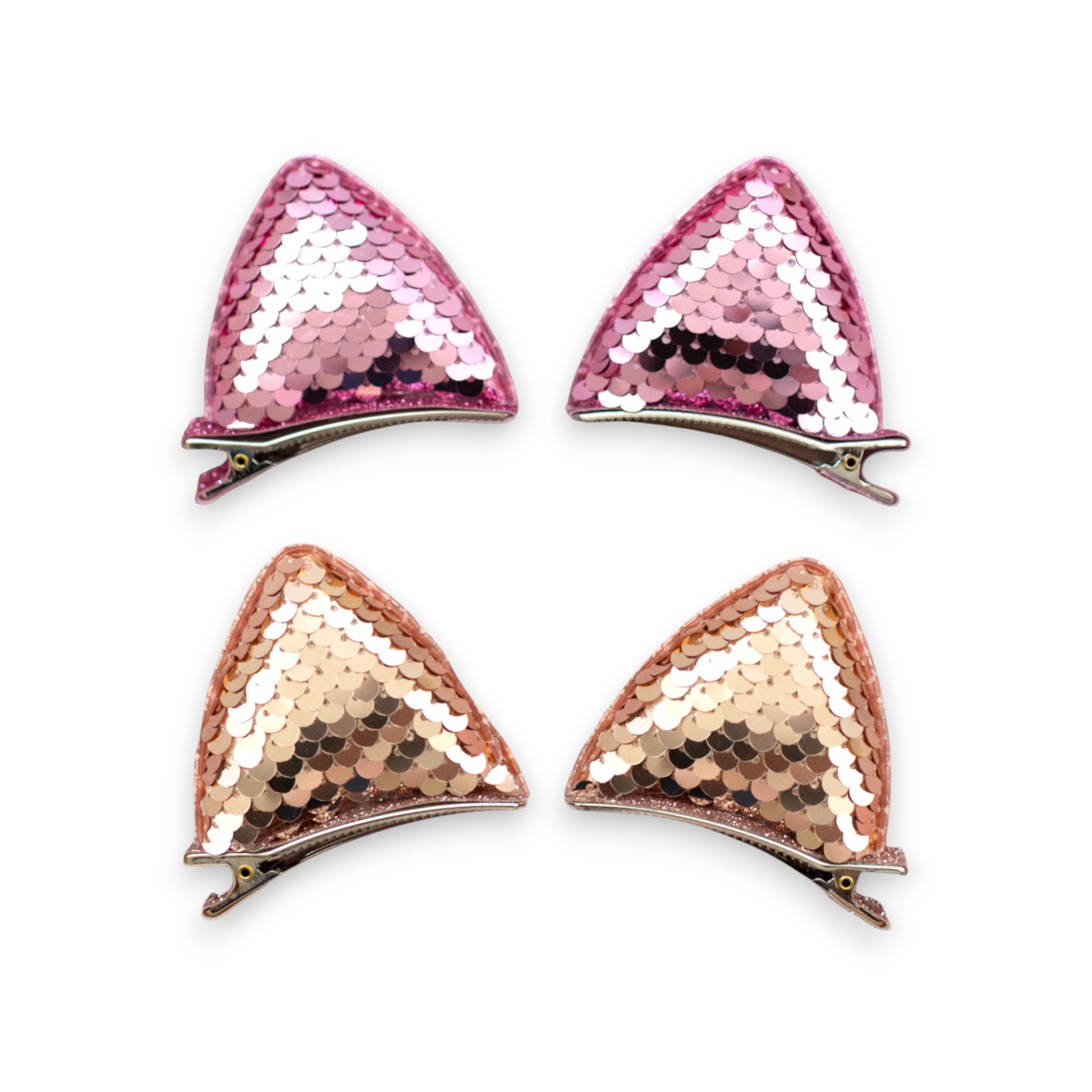 Girls' 2 Pairs Sparkly Glitter Sequin Cat Ears Hair Clips