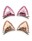 Girls' 2 Pairs Sparkly Glitter Sequin Cat Ears Hair Clips