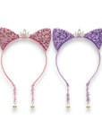 Girls' 2pk Glitter Sequin Cat Ears Headband with Pearl Earring Pendants