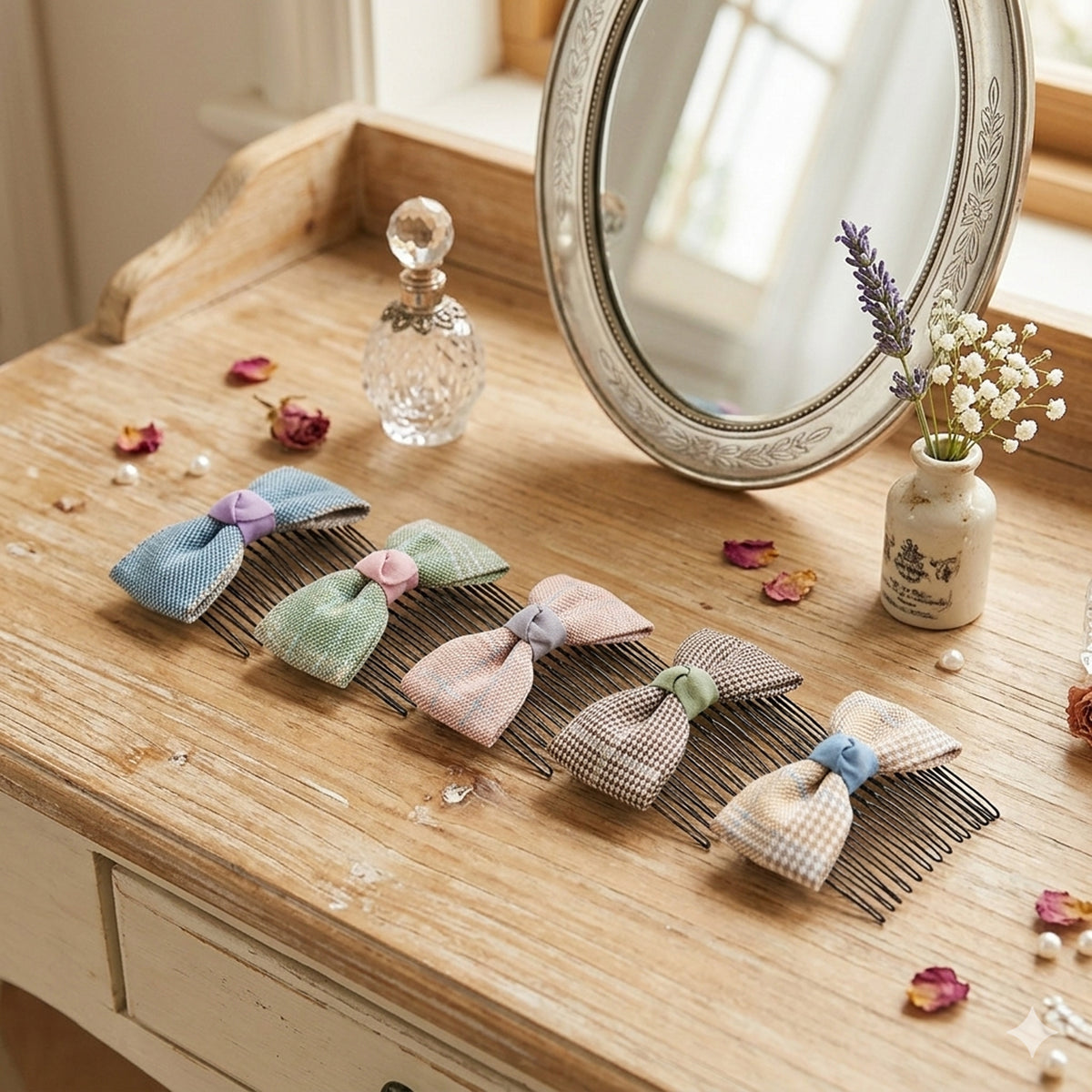 5pk Girls' Colorful 20-Tooth Strong Grip Hair Comb Clips