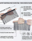 5pk Girls' Colorful 20-Tooth Strong Grip Hair Comb Clips