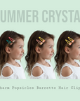 Summer Crystal 2 Inch Barrettes Metal Snap Hair Clips - Charm Fruit Popsicles - Pack of 20