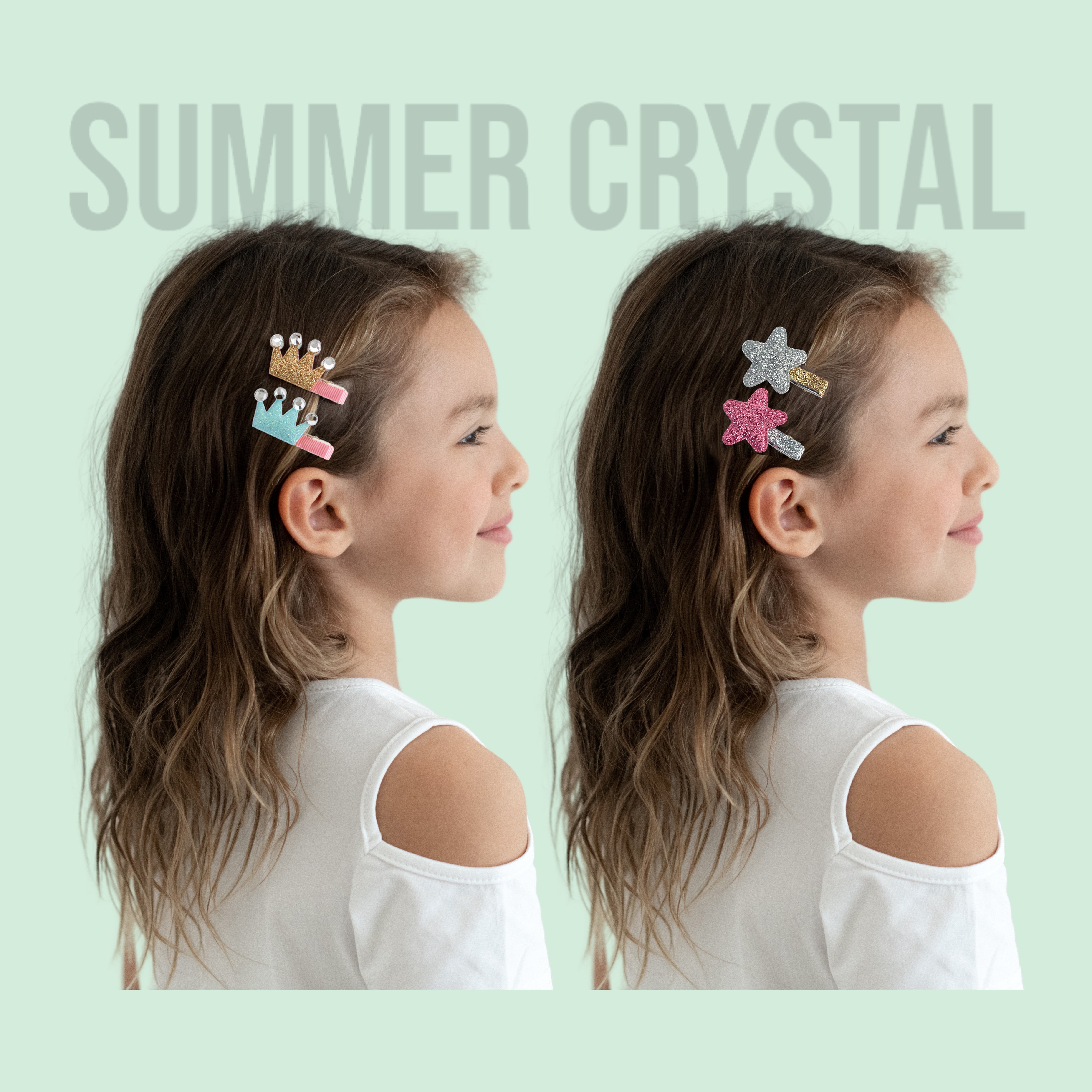 Summer Crystal - Glitter Mini Hair Clips – Assorted Colors Random Selection - 16 Pack