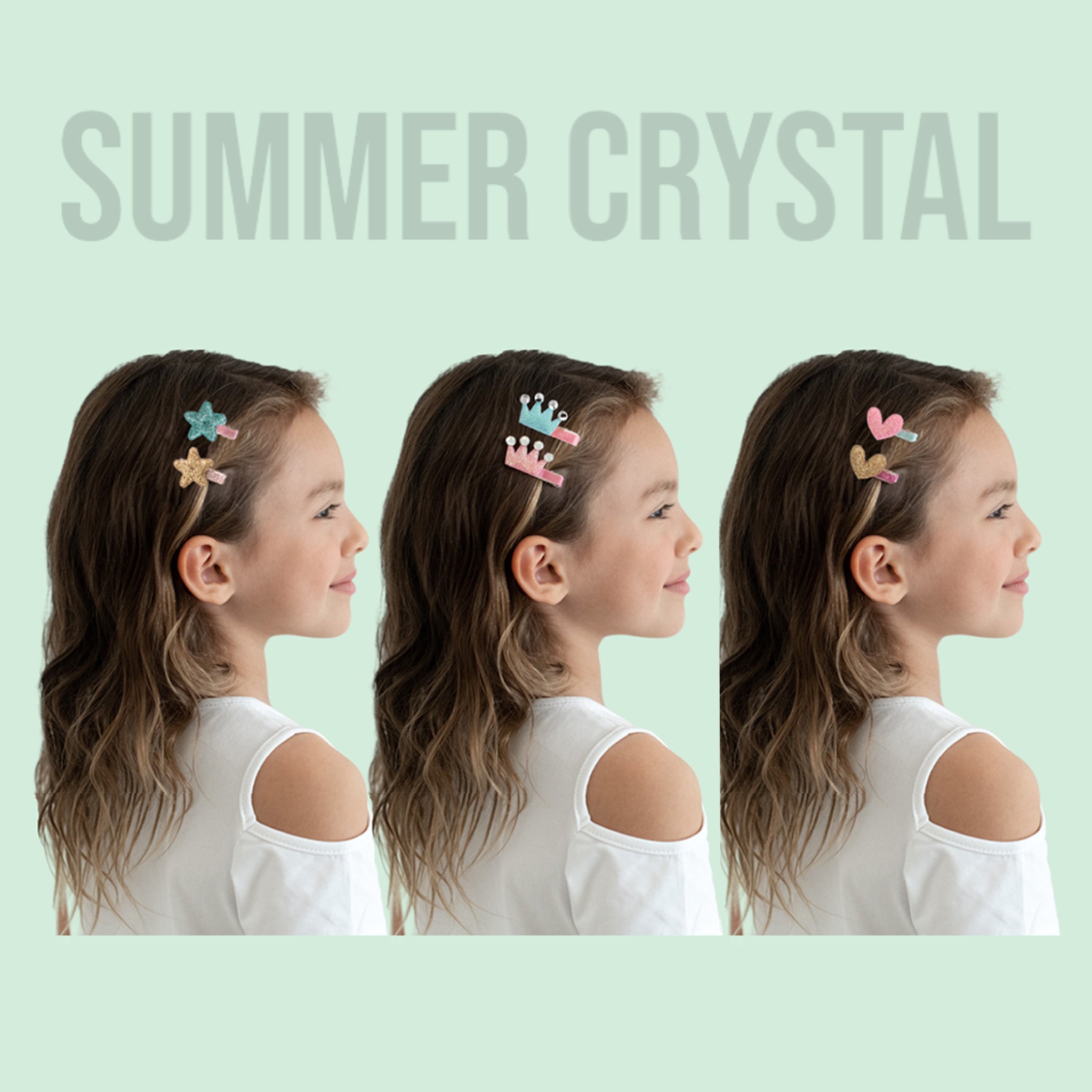 Summer Crystal Small Glitter Hair Clips - Pack of 18