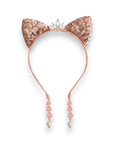 Summer Crystal Sparkling Sequins Cat Ears Headband with Pearl Earring Pendants