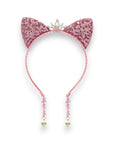 Summer Crystal Sparkling Sequins Cat Ears Headband with Pearl Earring Pendants