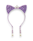 Summer Crystal Sparkling Sequins Cat Ears Headband with Pearl Earring Pendants