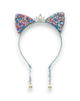 Summer Crystal Sparkling Sequins Cat Ears Headband with Pearl Earring Pendants