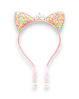 Summer Crystal Sparkling Sequins Cat Ears Headband with Pearl Earring Pendants