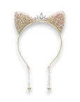 Summer Crystal Sparkling Sequins Cat Ears Headband with Pearl Earring Pendants