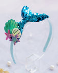 Summer Crystal - Sequin Mermaid Tail with Starry Shell Headband - 1 Pack
