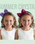 Summer Crystal - Sequin Bow Headband with Pearl Earring Pendants - 1 Pack