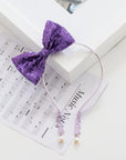 Summer Crystal - Sequin Bow Headband with Pearl Earring Pendants - 1 Pack