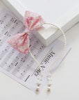 Summer Crystal - Sequin Bow Headband with Pearl Earring Pendants - 1 Pack