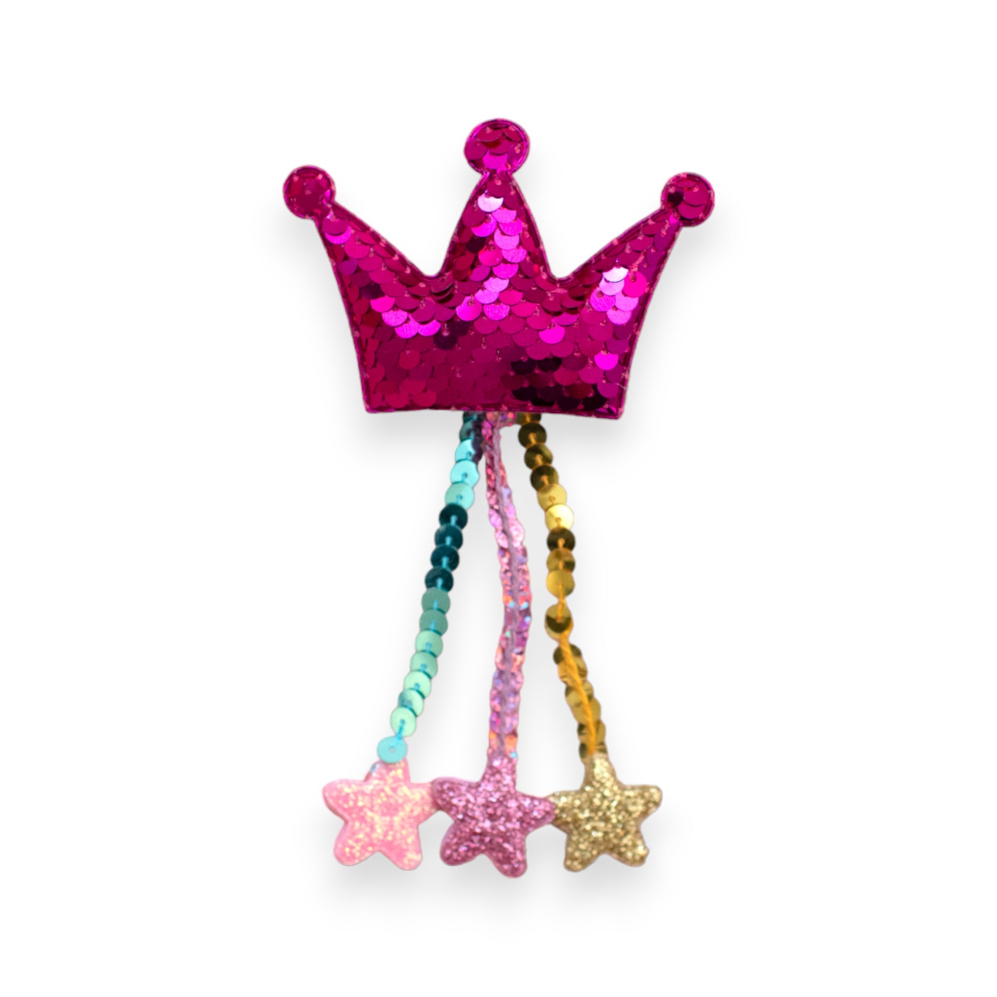 Summer Crystal Sparkling Sequins Crown with Tassels Hair Clip