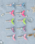 Summer Crystal Pearl Sequins Mermaid Tail and Shell Hair Clips - Pack of 2