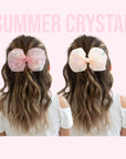 Summer Crystal Tulle Pompons Large Bow Hair Clip For Girls and Women