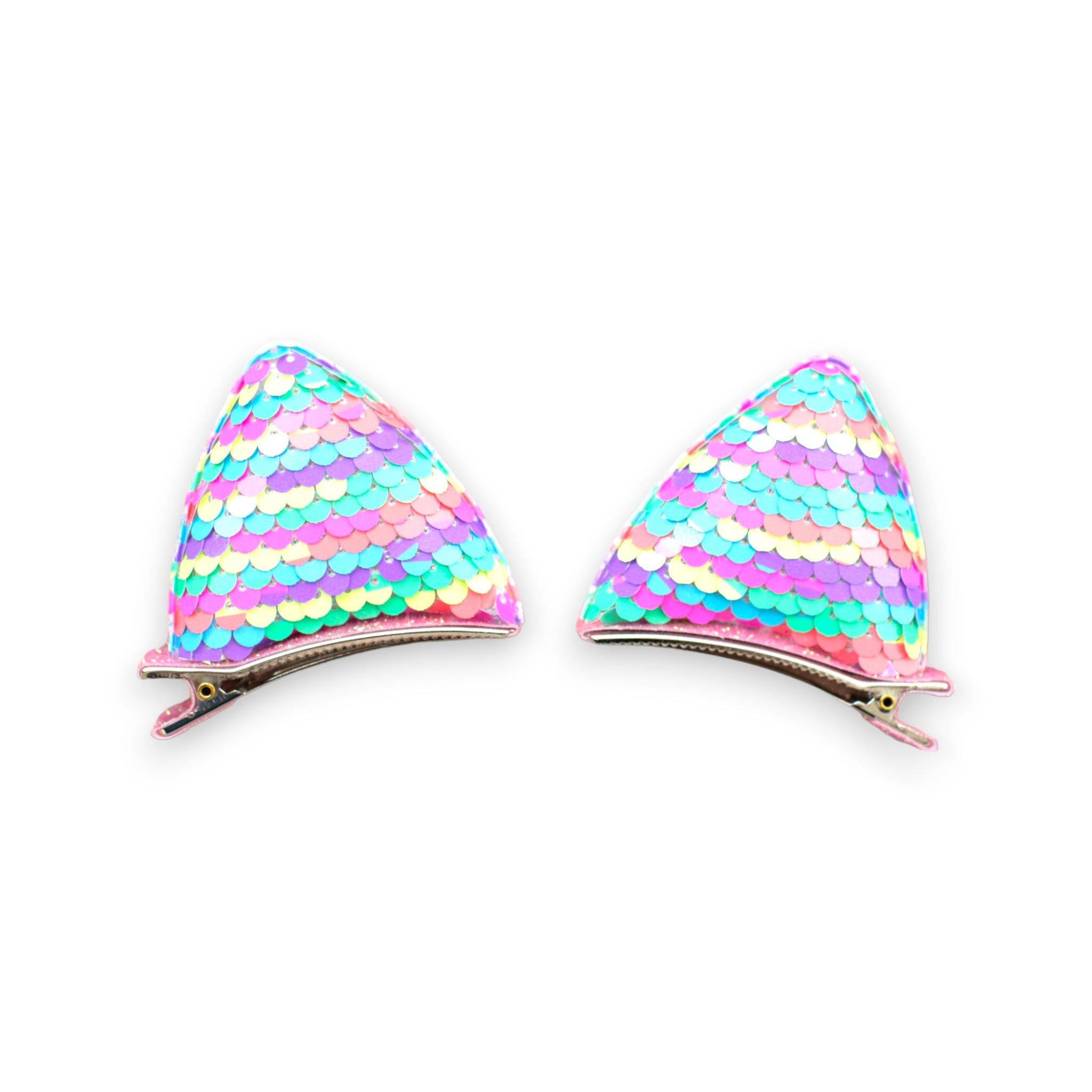 Summer Crystal Sparkling Large Sequins Cat Ears Hair Clips - Pack of 1 Pair