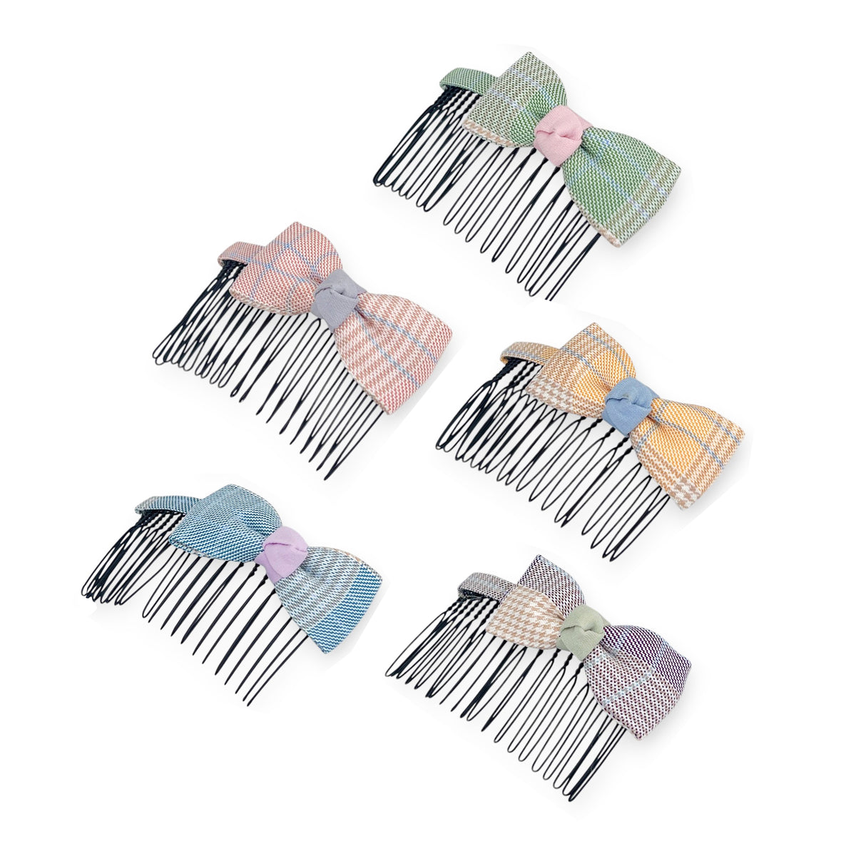 5pk Girls' Colorful 20-Tooth Strong Grip Hair Comb Clips