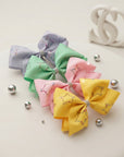 4pk Girls' 6.5 Inch Jumbo Grosgrain Bow Hair Clips - Sparkle Collection - Summer Crystal®