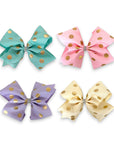 4pk Girls' 6.5 Inch Jumbo Grosgrain Bow Hair Clips - Sparkle Collection - Summer Crystal®