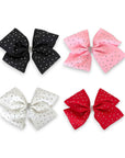 4pk Girls' 6.5 Inch Jumbo Grosgrain Bow Hair Clips - Sparkle Collection - Summer Crystal®