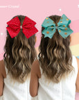 4pk Girls' 6.5 Inch Jumbo Grosgrain Bow Hair Clips - Sparkle Collection - Summer Crystal®