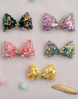 Summer Crystal - Large Sequin Top Bow Hair Clip - 1 Pack