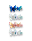 4pk Girls' 2 Inch 3D Glossy Holographic Butterfly Hair Clips