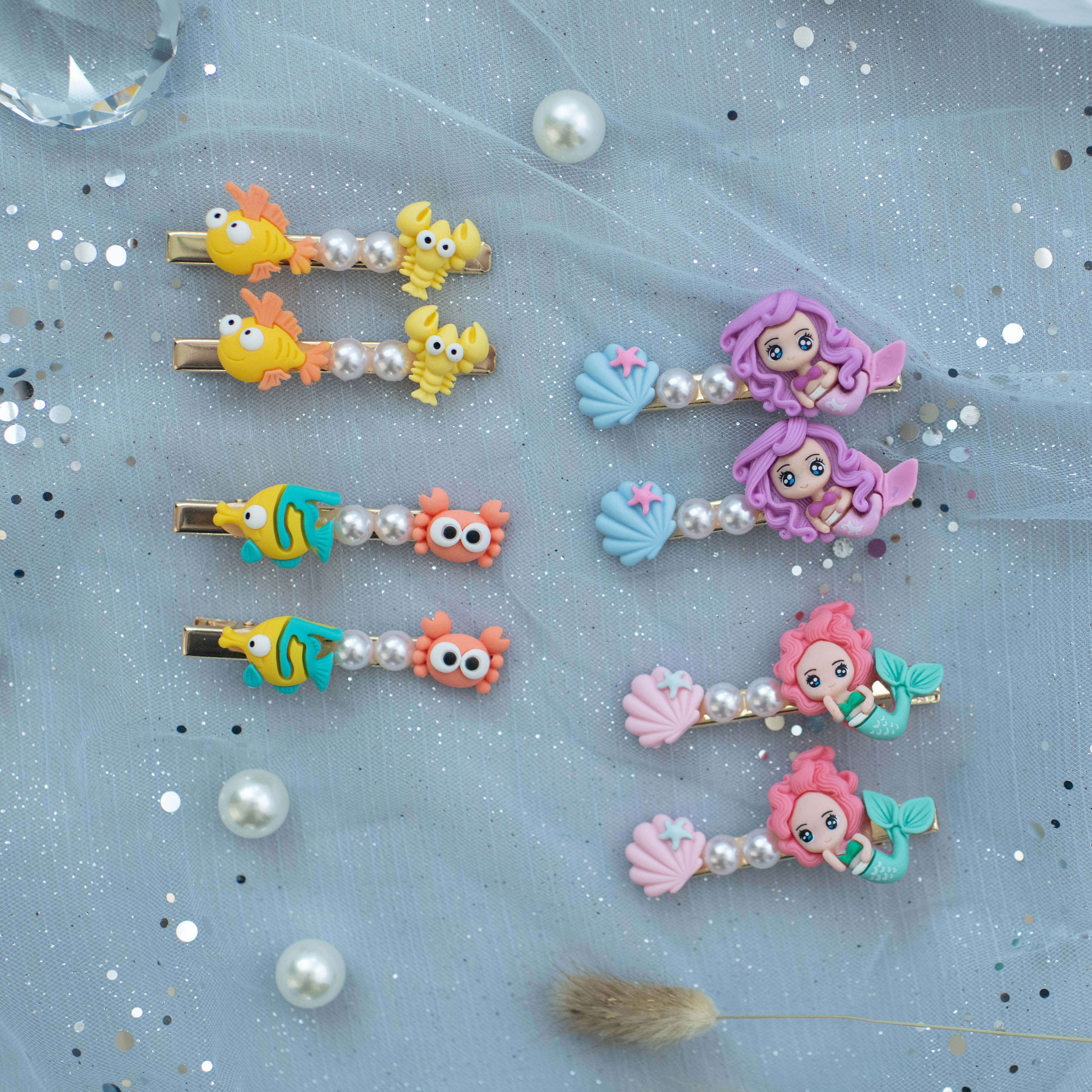 Girls' 4pk Mermaid Fantasy &amp; Sweet Popsicles Hair Clip Set