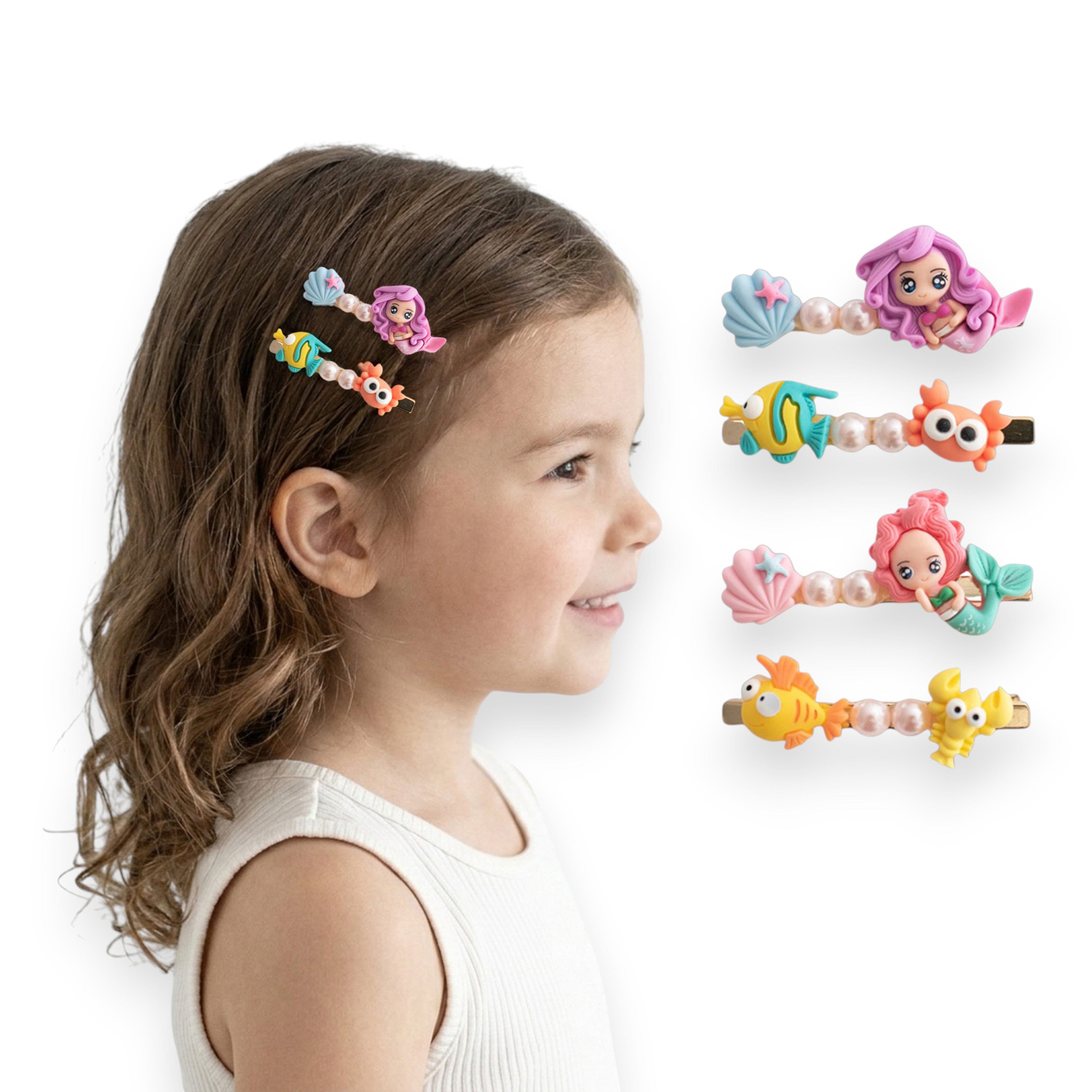 Girls' 4pk Mermaid Fantasy &amp; Sweet Popsicles Hair Clip Set